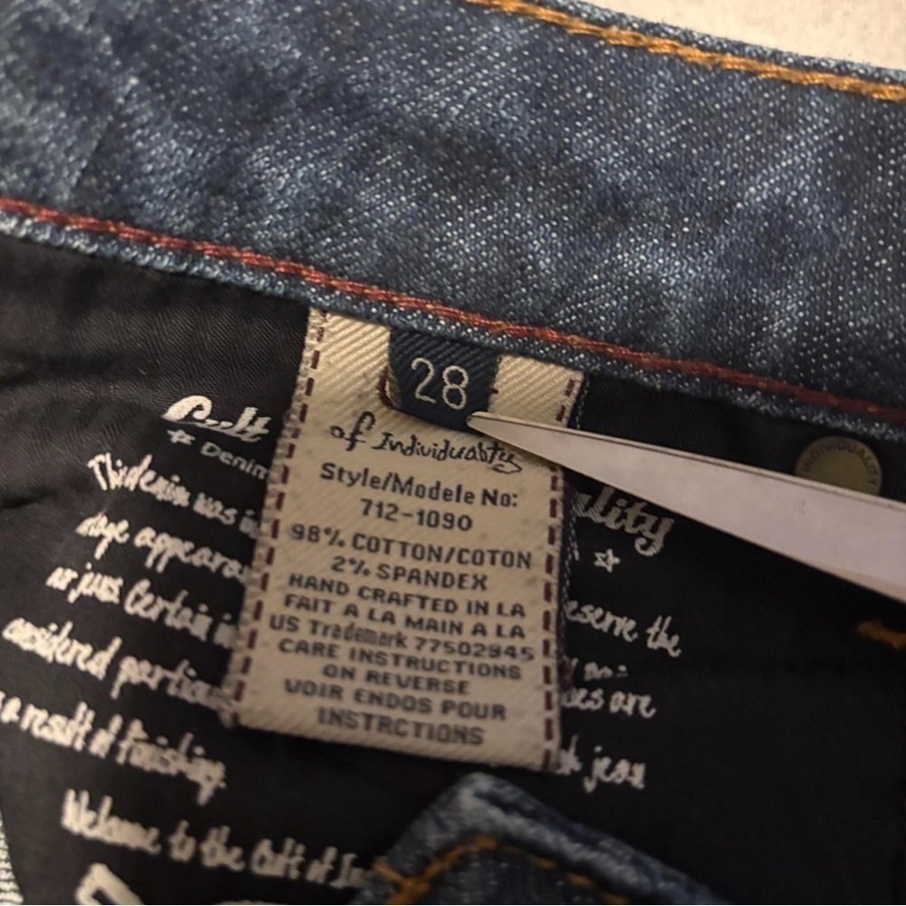 Cult of Individuality Jeans Sz 28 Distressed Straight Cuff Hem Mid Rise Stretch - Picture 6 of 6